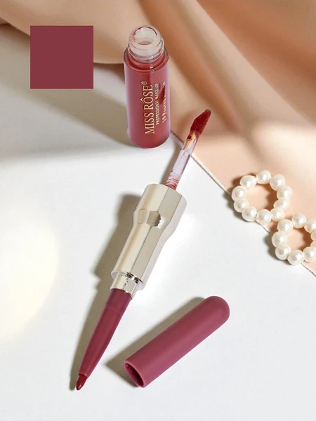 Rouge à lèvres liquide et crayon à lèvres 2-en-1 Crème Rose
