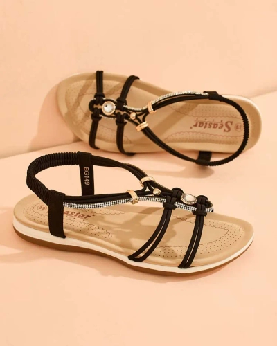 Royalfashion Sandales à zircon pour femme Solin