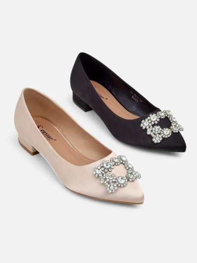 Royalfashion Ballerines pour femmes a'la satin avec une boucle décorative Legant