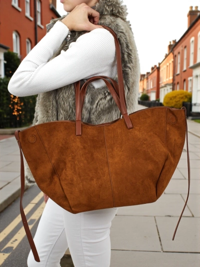 Sac à main shopper pour femmes en daim écologique avec petit sac en cuir écologique inclus 2en1 Elinea