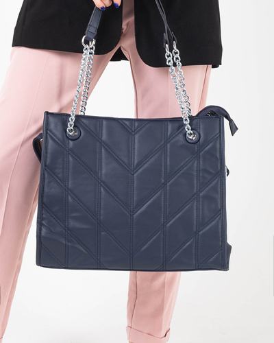 Sac à main élégant pour femme bleu foncé avec poignées sur les chaînes - Accessoires