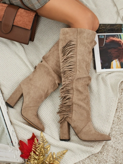 Bottes pour femmes en éco-daim avec franges Solnytte
