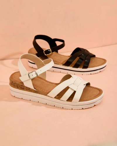 Royalfashion Sandales à plateforme en éco-cuir pour femme Noppis