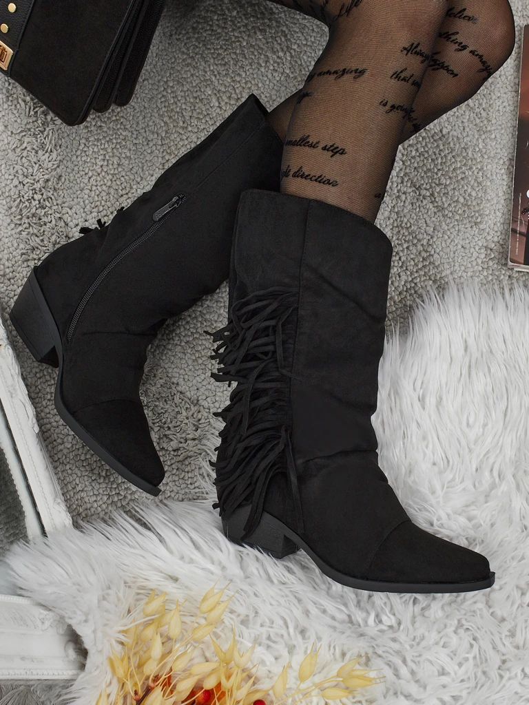 Bottines cow-boy à talons avec franges Selva