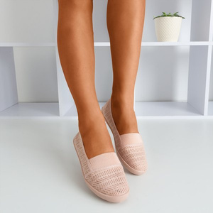 Ballerines femme rose clair avec bordure en dentelle Francis - Chaussures