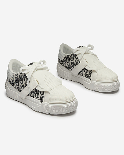 White Printed Sports Sneakers Harrett- Footwear