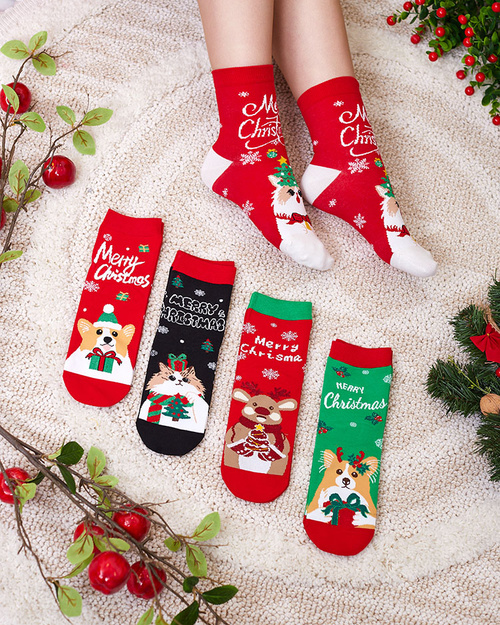 Chaussettes colorées pour femmes avec un motif de Noël - Sous-vêtements