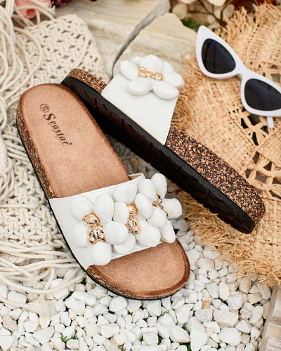 Royalfashion Tongs pour femmes avec oursons et fleurs dorés Isaralle