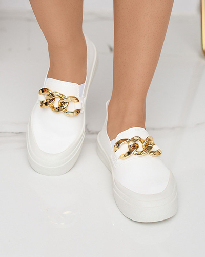 OUTLET Slip-on blanc pour femme avec semelle plus épaisse et décoration Senula - Footwear