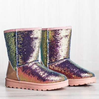 Bottes de neige roses et dorées à paillettes Sweet Mermaid - Footwear