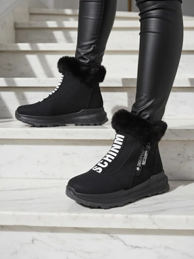 Valentina Bottines Noires avec Fourrure