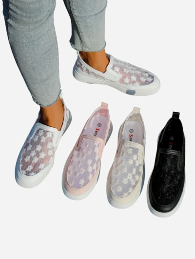 Royalfashion Mocassins en mesh pour femmes avec fleurs Emzos