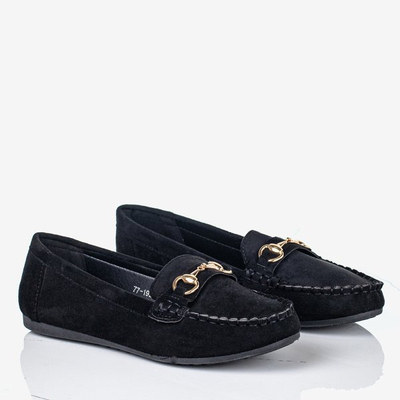 Mocassins femme noirs avec décoration dorée Margerie - Chaussures 1