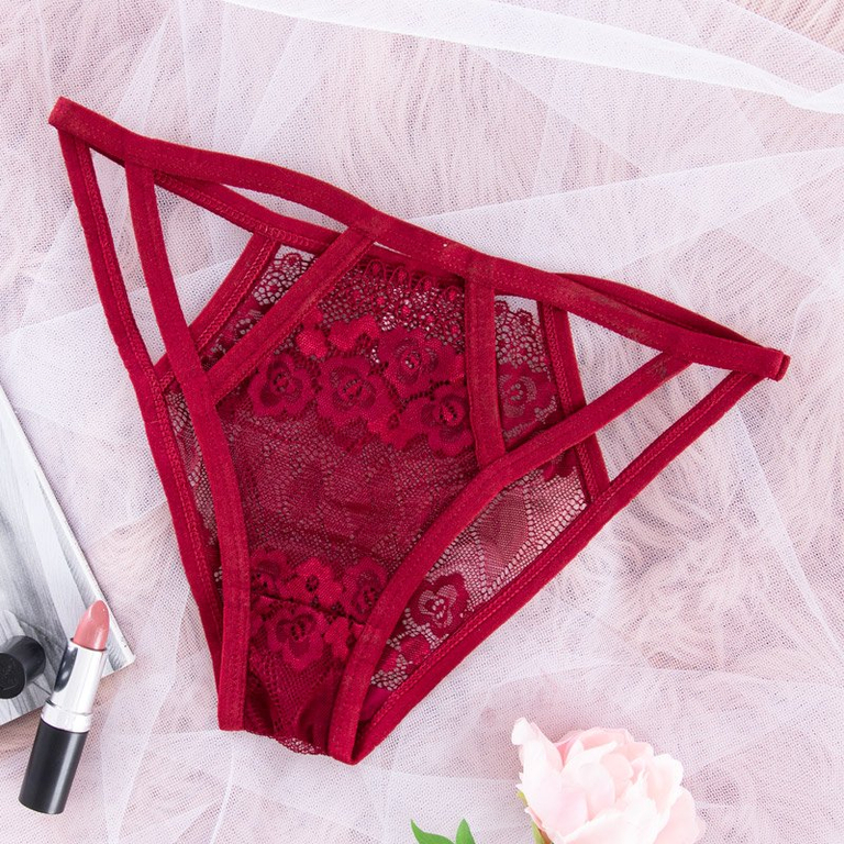 Culotte pour femme en dentelle bordeaux - Sous-vêtements