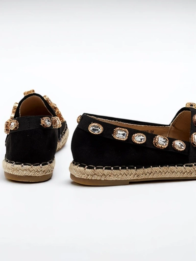 Espadrilles pour femmes noires avec cristaux Wamba - Chaussures