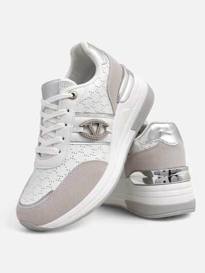 Sneakers pour femmes Melania Bianca avec talon compensé de 6 cm en cuir écologique