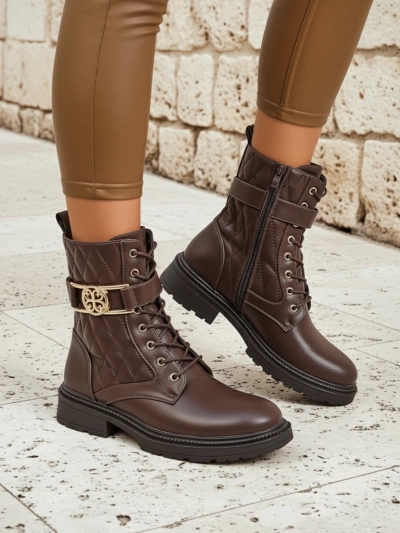 Bottines matelassées pour femmes en cuir écologique Sable Rose