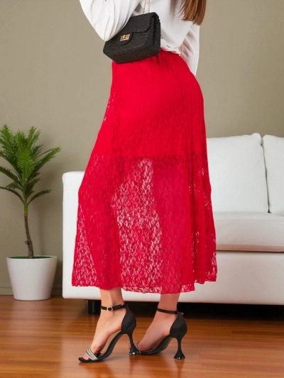 Jupe midi pour femmes Royalfashion avec dentelle