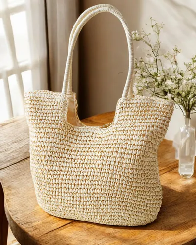 Royalfashion Grand sac en paille pour femmes