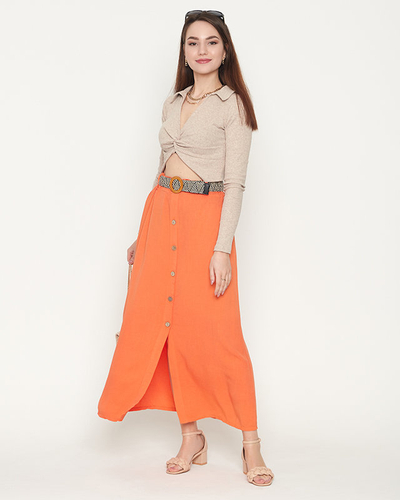 Jupe midi orange pour femme - Vêtements