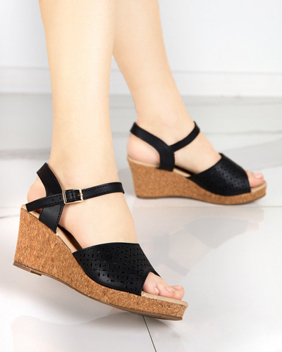 Sandales compensées Fugat noires pour femmes - Chaussures