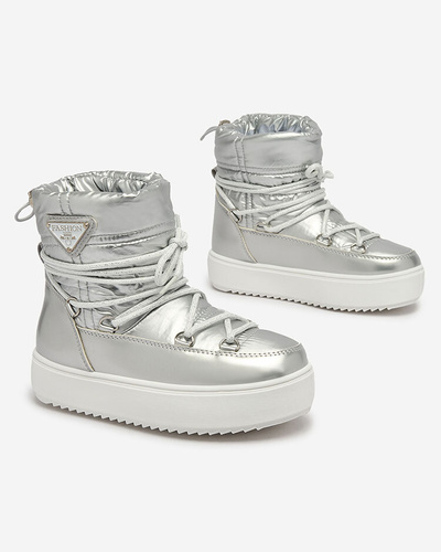 Royalfashion Chaussures à enfiler pour enfants a'la snow boots en argent Asifa