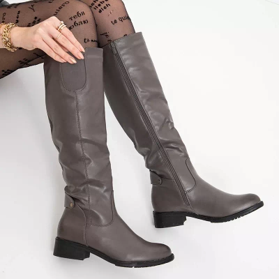 OUTLET Bottes isothermes femme grises à semelles plates Azumi - Chaussures