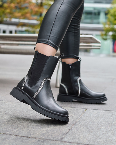 Royalfashion Bottes hautes pour femmes avec cristaux Seysiella