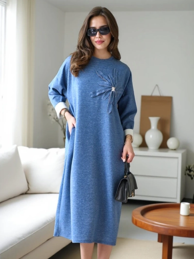 Robe midi en tissu pour femmes Royalfashion oversize avec fleur