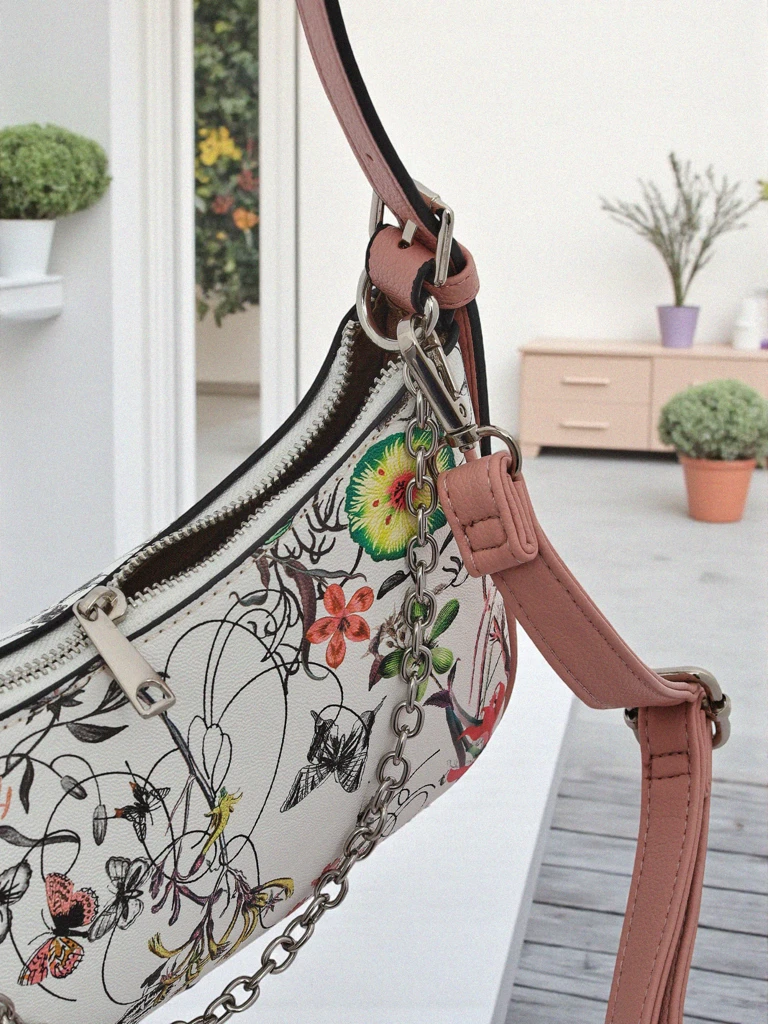 Royalfashion Petit sac à main pour femme en cuir écologique avec motif floral Lily Bloom