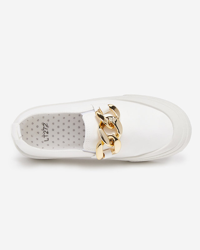 OUTLET Slip-on blanc pour femme avec semelle plus épaisse et décoration Senula - Footwear