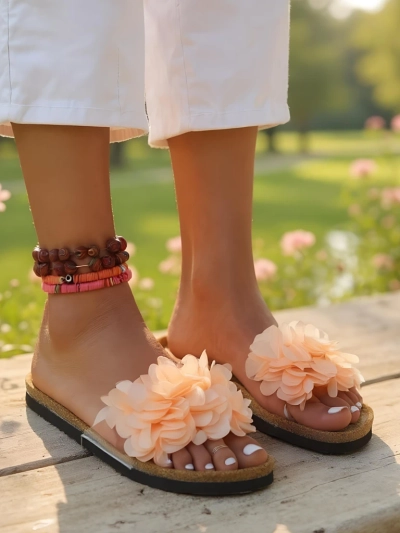 Royalfashion Claquettes pour femmes avec fleurs Flora Soft