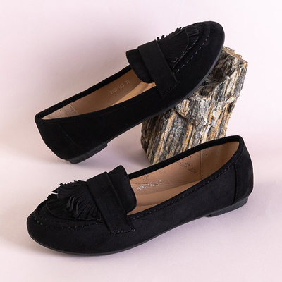 OUTLET Mocassins femme en éco-suède noir à franges Daiane - Footwear