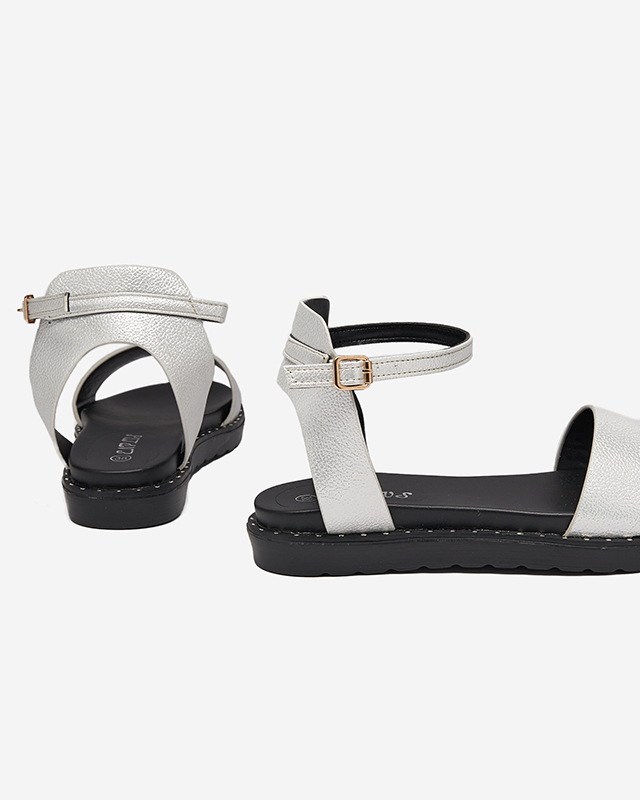 OUTLET Sandales en cuir écologique pour femme argentées à paillettes Delika - Footwear