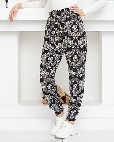 Pantalon femme imprimé noir et blanc - Vêtement