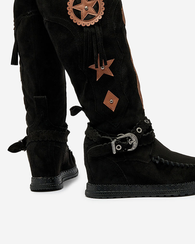 Royalfashion Bottes noires pour femme avec ancre cachée Figgers