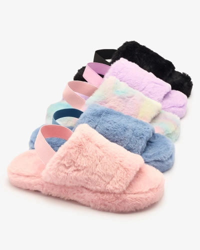 Royalfashion Chaussons en fourrure pour femme bleu Nabres