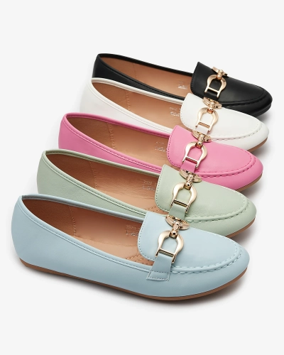 Mocassins en éco-cuir pour femme avec ornement en bleu Qivett- Footwear