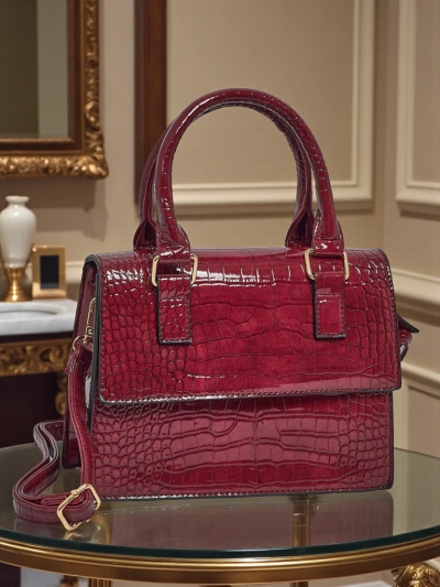 Petit sac à main verni pour femme en cuir écologique Veluna