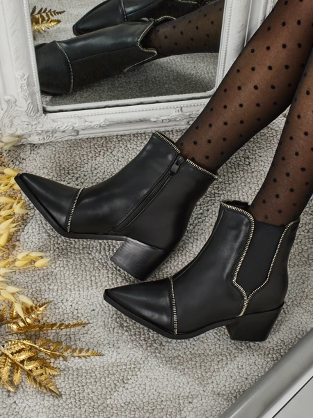 Bottines femme en cuir écologique à talon bloc Omen Glade