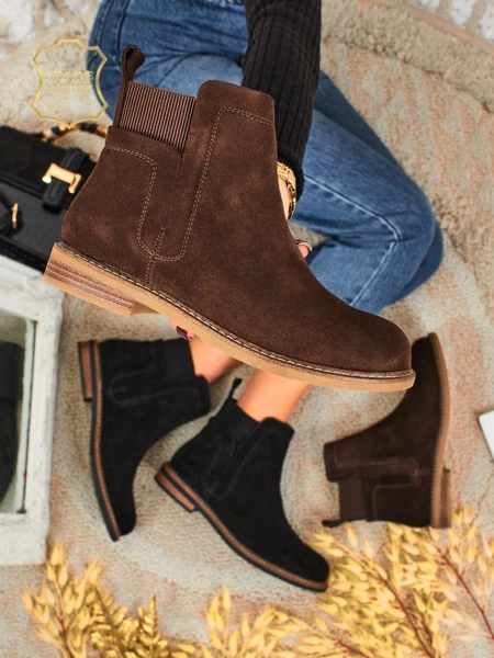 Cuoio Elegante : Bottines en Daim Marron pour Femmes Élégantes