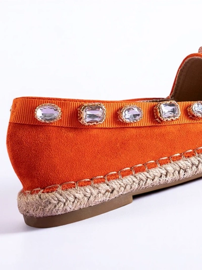 Espadrilles pour femmes orange avec cristaux Wamba - Chaussures