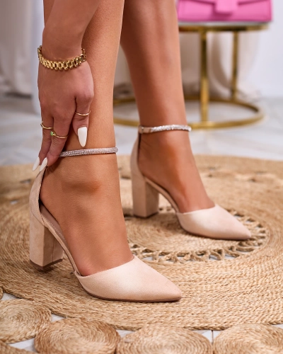 Royalfashion Escarpins pour femme beige avec zircons Britica