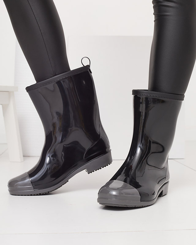 Bottes noires laquées pour femmes avec nez gris Xolina- Footwear