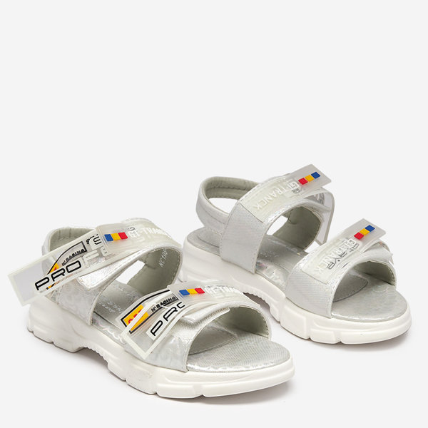 Sandales blanches pour enfants fermées par velcro Keris - Chaussures