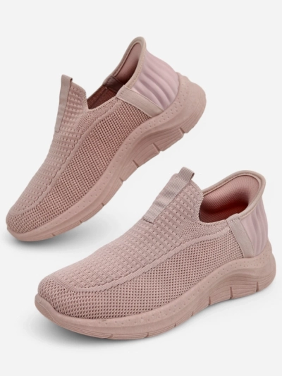 Baskets pour femmes Apollo Rosa - chaussures roses slip-on en tissu à semelle plate