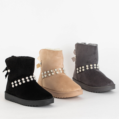 Bottes de neige femme noires à ruban Himini - Chaussures