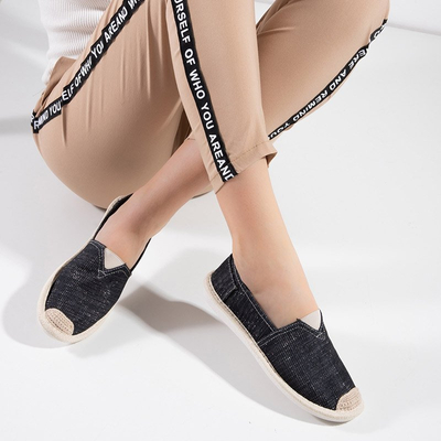 OUTLET Espadrilles noires pour femme avec un fil brillant Hagenti - Chaussures