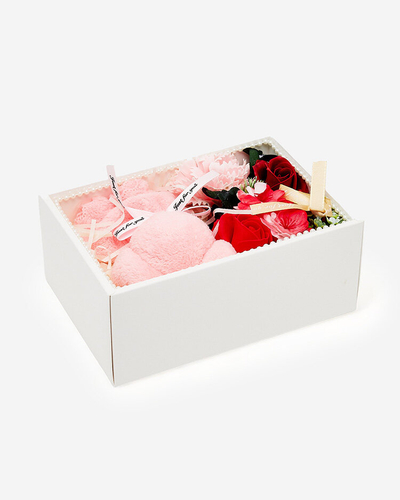 Royalfashion Flowerbox Fleurs dans une boîte avec un ours en peluche