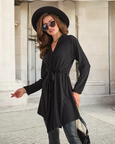 Cardigan noir noué pour femme - Vêtements